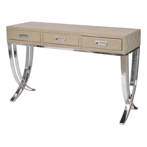 Ecclestone Leather Three Drawer Console Table