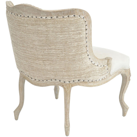 Everly Mindi Wood White Wash Button Back Occasional Chair