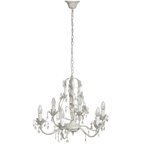 Six Lamp Crystal Effect Drop Chandelier