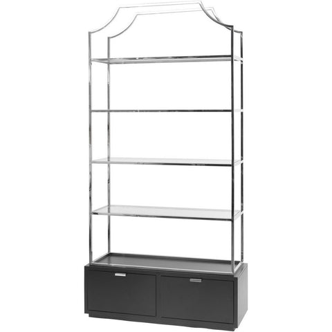 Gatsby Black Base Stainless Steel Bookcase