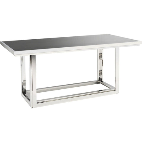 Gatsby Rectangular Stainless Steel Dining Table With Smoked Glass