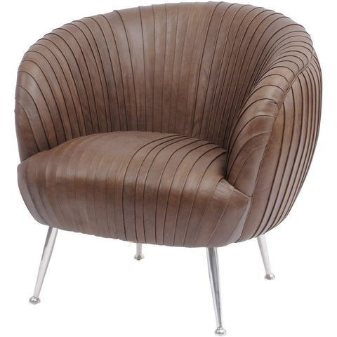 Pleated Brown Leather Occasional Chair – Gatsby Collection