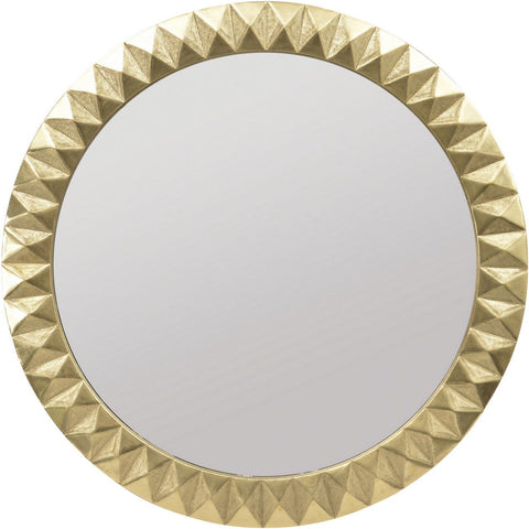 Savoy Gold Brass Embossed Metal Round Mirror