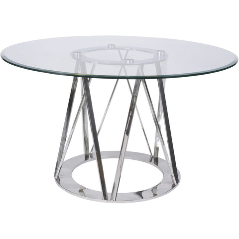 Linton Stainless Steel & Glass 4 Seater Round Dining Table