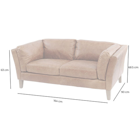 Botanical Tan Leather Two Seater Sofa