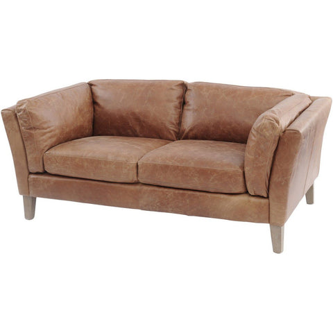 Botanical Tan Leather Two Seater Sofa