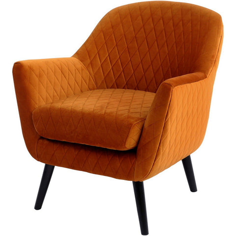 Ellison Orange Velvet Quilted Occasional Chair