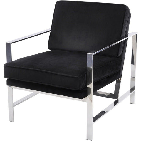 Caverly Black Velvet Chrome Frame Occasional Chair