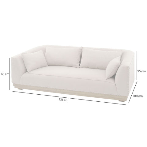Amerigo Mindi Wood Three Seater Sofa With Cushions