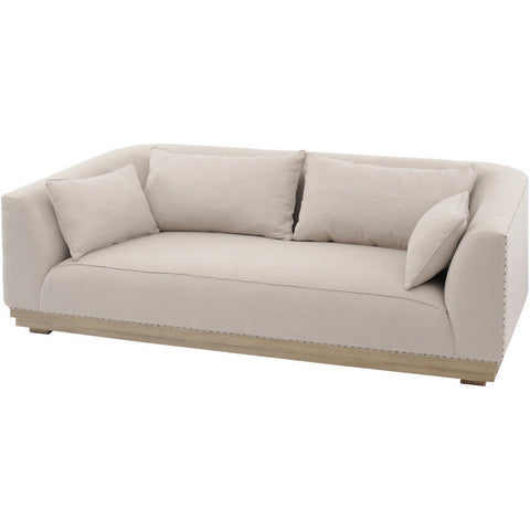 Amerigo Mindi Wood Three Seater Sofa With Cushions