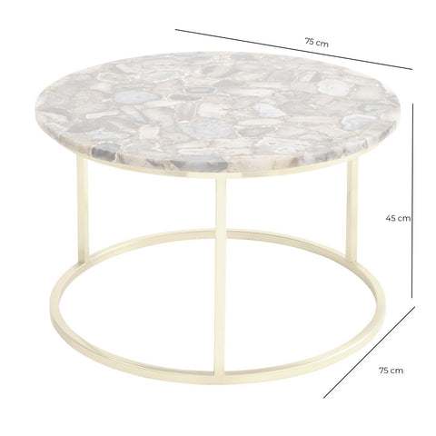Agate Round Coffee Table on Brass Frame