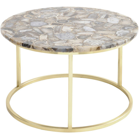 Agate Round Coffee Table on Brass Frame