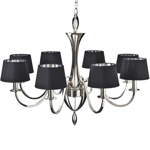 Aperfield Nickel Chandelier with Black Shades E14 40W 8