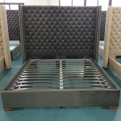 Aprilia Grey Button Back Super King Size Bed Frame