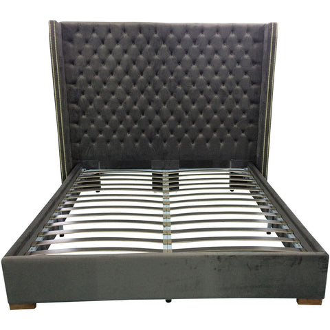 Aprilia Grey Button Back Super King Size Bed Frame