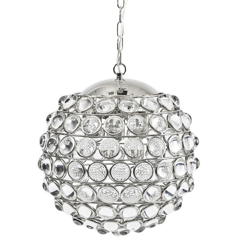 Oakley Round Nickel Crystal Chandelier