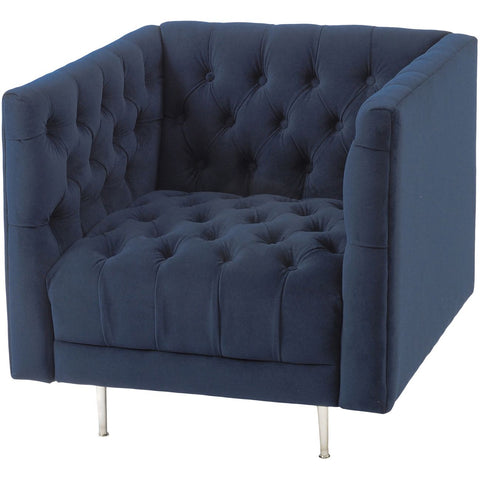 Arya Blue Velvet Button Detail Occasional Chair