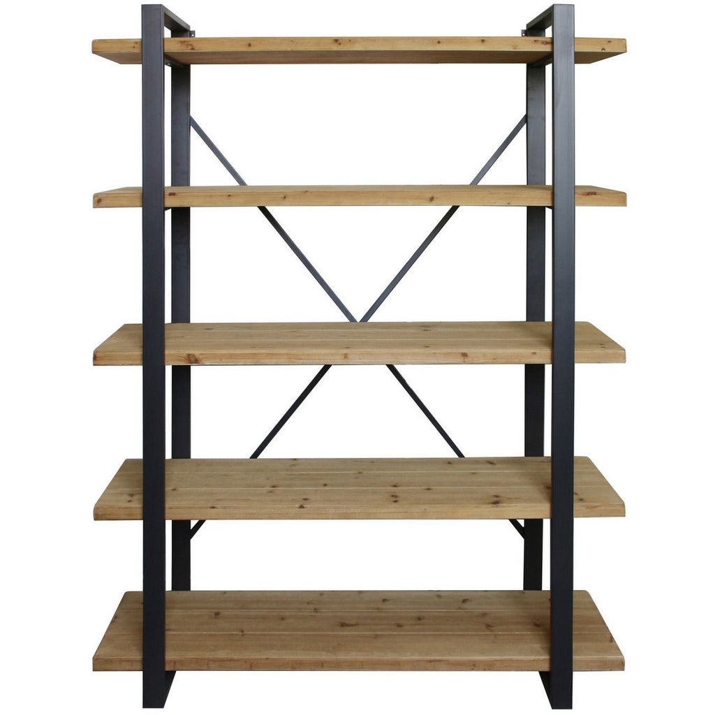 Kempsey Fir Wood And Iron Five Tier Shelving Unit Amber and Ellis