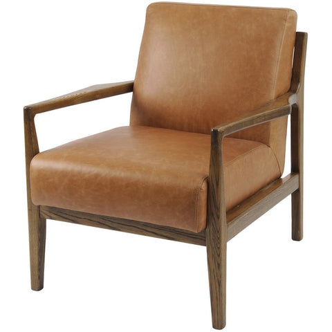 Albury Tan Leather And Wood Occasional Chair