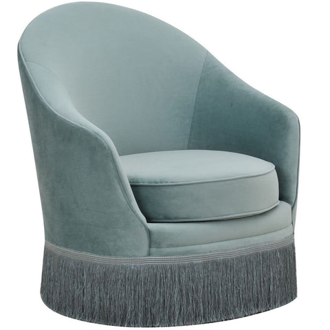 Montrose Blue Polyester Velvet Tassel Occasional Chair