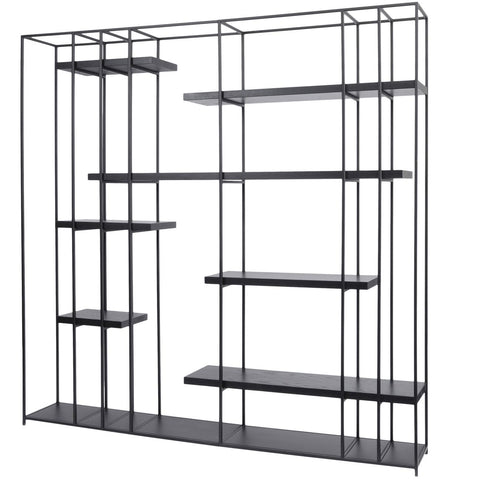 Chancery Black Metal And Black Ash Shelving Unit