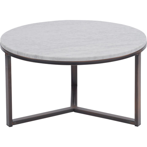 Fitzroy Pale Grey Carrara Marble and Bronze Coffee Table, Large