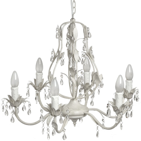 Six Lamp Crystal Effect Drop Chandelier